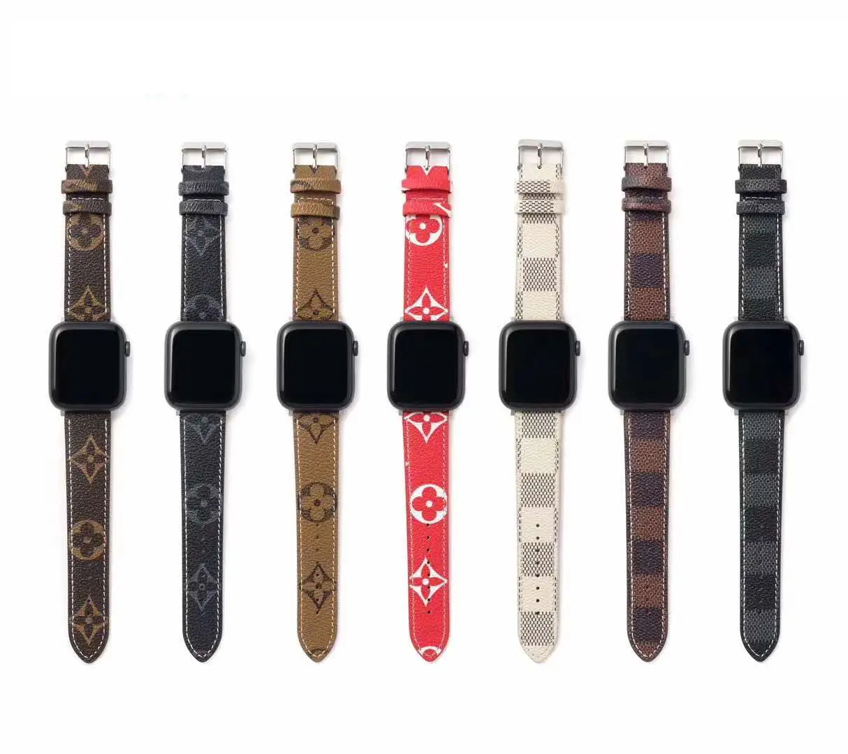 Luxury vintage brand watch band for Apple watch pu leather 38 40 42 44mm bee snake flower cat Band leather for iwatch band