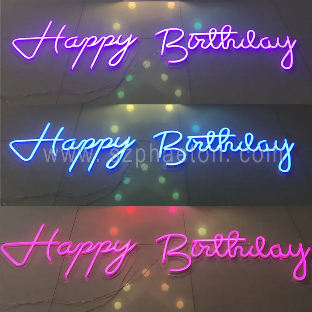 Happy birthday neon light, neon signs for birthday party decorations