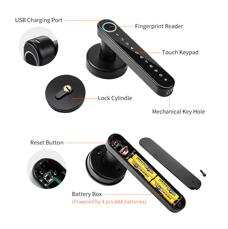 High Quality Electronic Digital Smart Phone Wifi Door Lock with Fingerprint System
