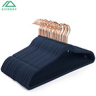 Avisday Royal Blue Velvet Hangers Notched Elegant Anti-Rust Gold Plated Hook Wardrobe Organizer
