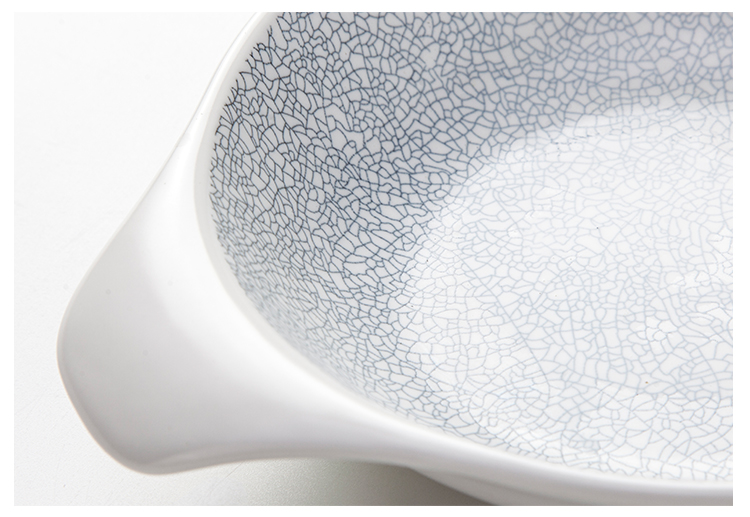 8.5" Restaurant Dinnerware Round Shape Ceramic Soup Plates With Handle