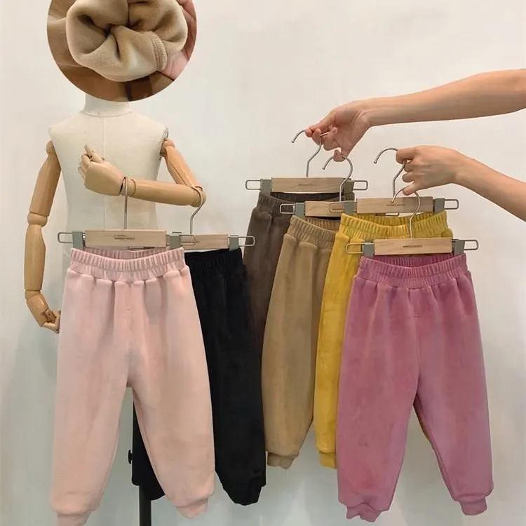 Новые зимние детские свободные повседневные простые детские бархатные брюки 2019