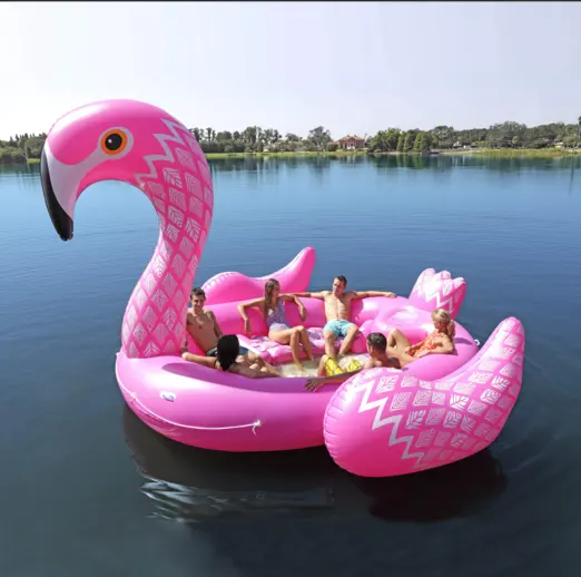 Summer Water Fun Pool Toy PVC Inflatable 6 person giant Flamingo Float