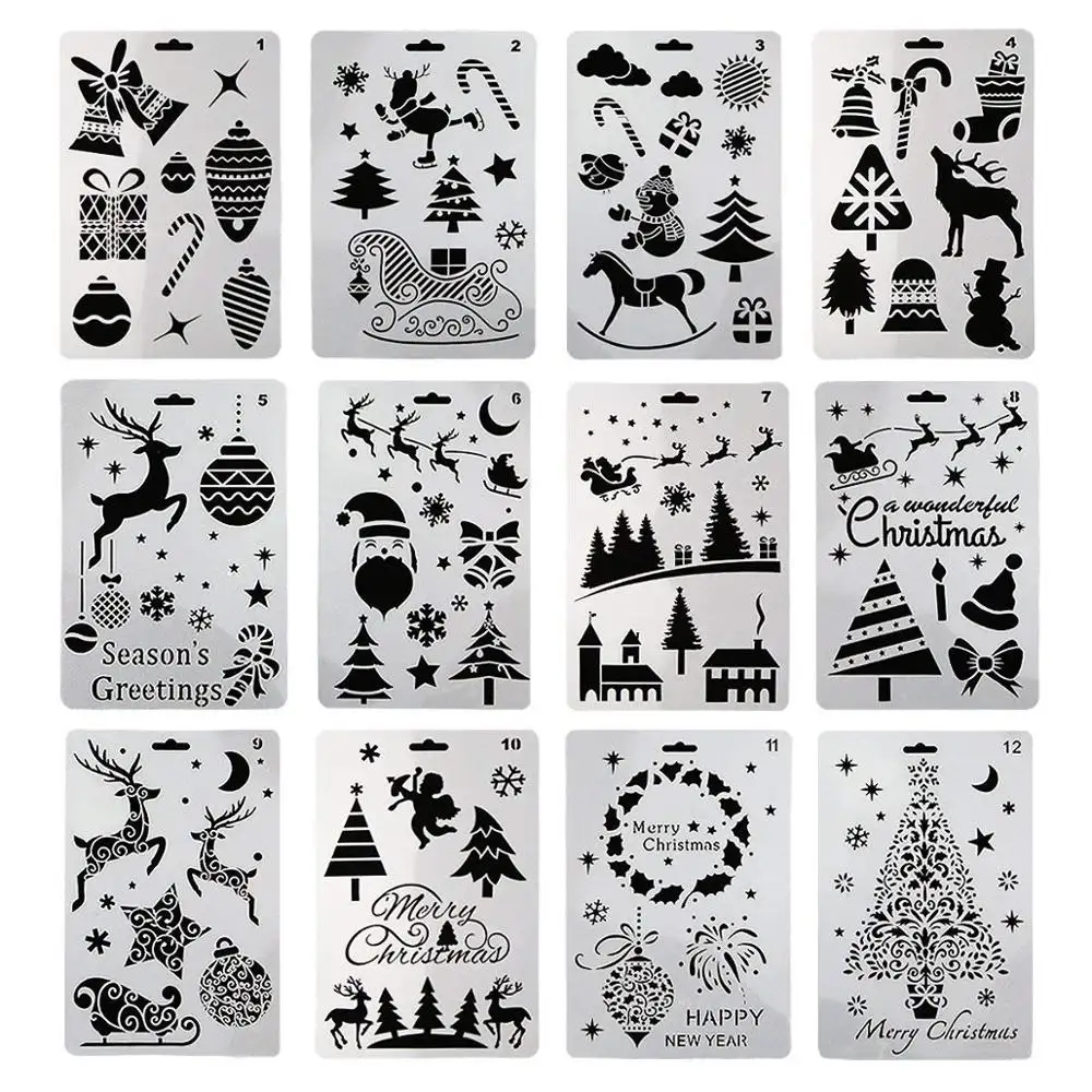 Wholesale Custom Plastic Stencil Ginooars Christmas Templates for Painting Craft