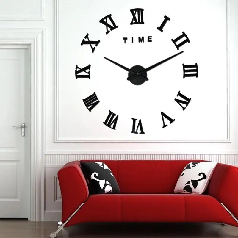 Modern Large Digital Design Home decoration black big decorative watches unique gift wall clock horloge murale