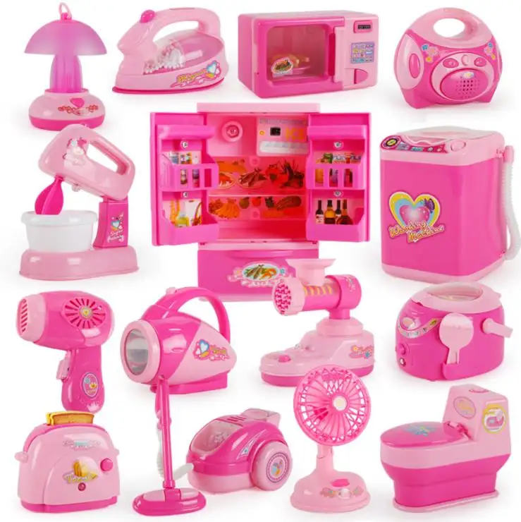 Hot Sell Electric Kitchen Toys Set Simulation Pretend Play Small Home Appliances Girl Kids Mini Washing Machine Toy Set