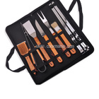 10pcs wood handle bbq tool set with 4pcs skewers