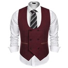 Men's Slim Fit Sleeveless Suit Vest U-shaped neck Double Breasted Business Dress Waistcoat