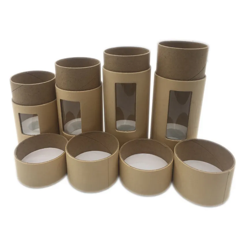 round box cardboard paper tubes with pvc window cylinder box for cosmetics personal care essence oil