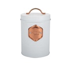 Custom Cheap Round Shape White Tea Coffee Biscuit Tin Cans Metal Handle Box