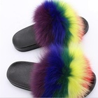 Women Real Fox Fur Slides Summer Indoor Fur Slippers Non-slip Warm Furry Plush Slippers Drop Shipping Slides