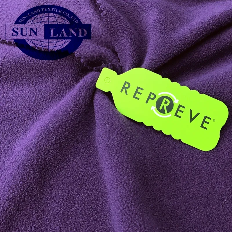 eco friend 70% repreve recycle REPET 30% polyester two side brushed one side anti pilling napped polar fleece knit fabric