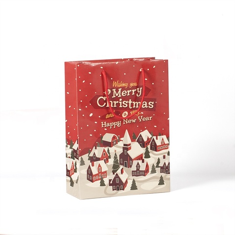 factory wholesale custom merry christmas paper gift bag with