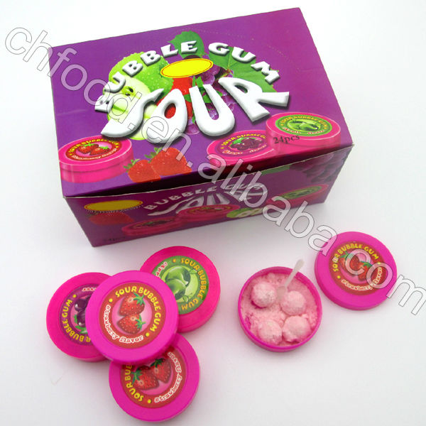 Sour bubble gum / sour powder candy with chewing gum balls candy