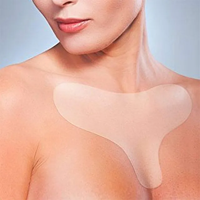 OEM soft anti-wrinkle adhesive reusable silicone chest pad for decollete