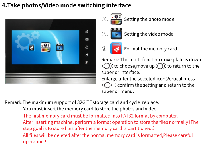 Home intercom system security video door phone wired video doorbell with monitor