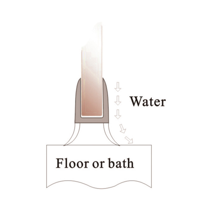 Steam room glass door stops weather strip