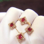 Classic Fine Diamond & Ruby Gemstone Jewelry Set 18K Gold Bridal Jewellery for Women