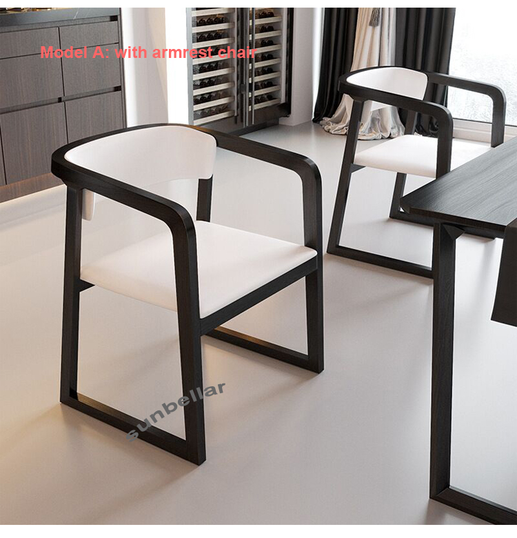 wholesale living room leather dining chair wooden  luxury armchair Nordic design for restaurant cafe shop