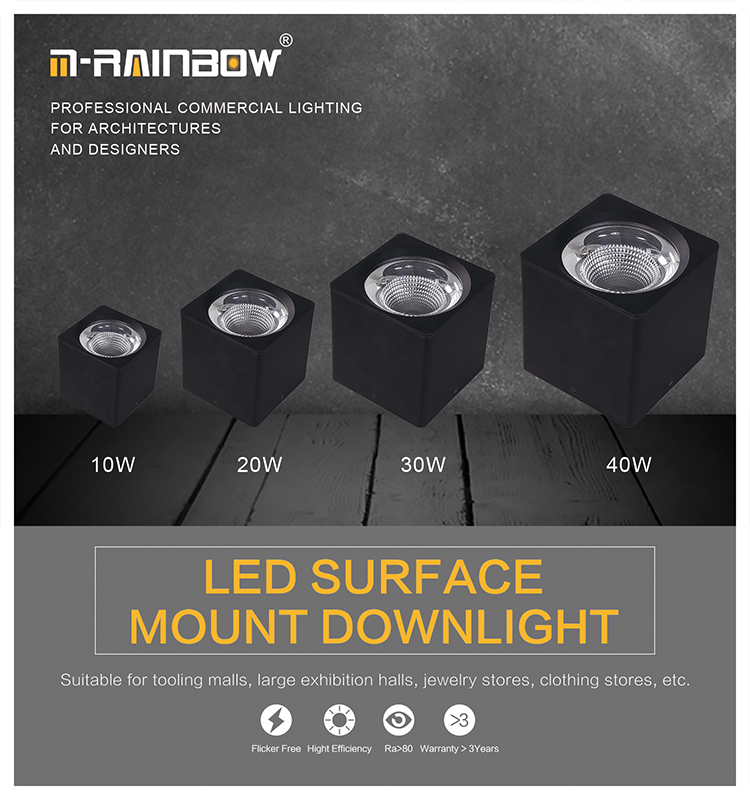 5 Years warranty square dimmable led surface ceiling down lamp 20w 30w 35w hang led surface mounted cylinder light