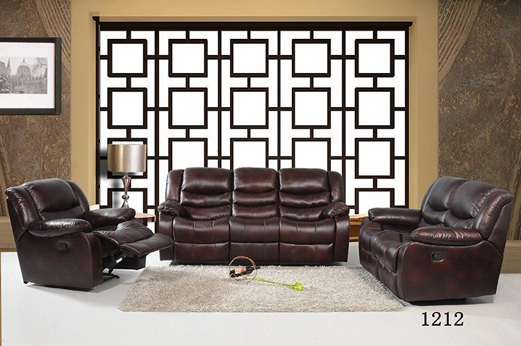Hot-selling cheap Grey dubai 3 seater leather  air  manual recliner sofa in china
