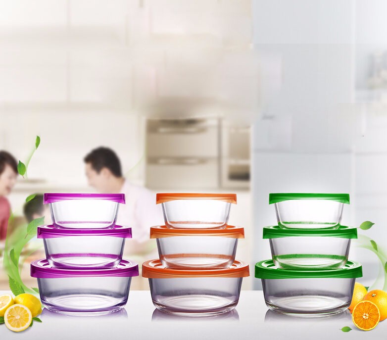 round shape large salad and fruit glass bowl set
