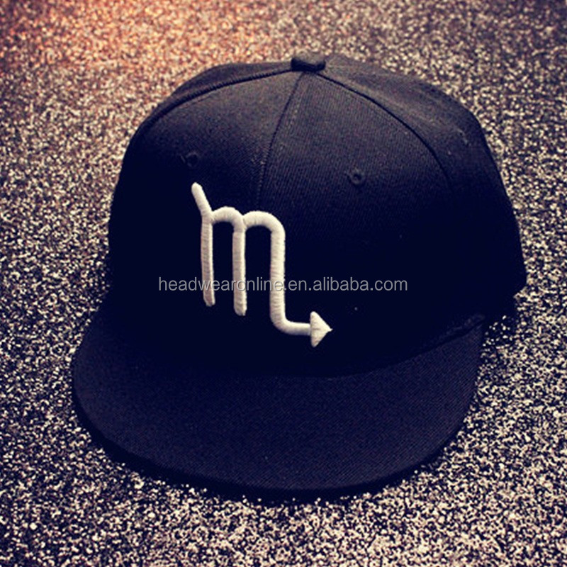 Men hats Plain Black Snap Back Cap Design Snapback Cap With3D Embroidery