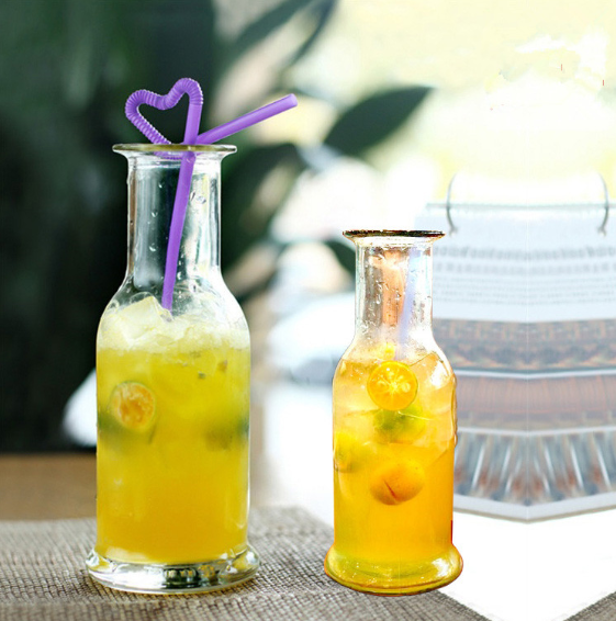 wholesale 350ml/500ml glass water juice bottle with cork lid