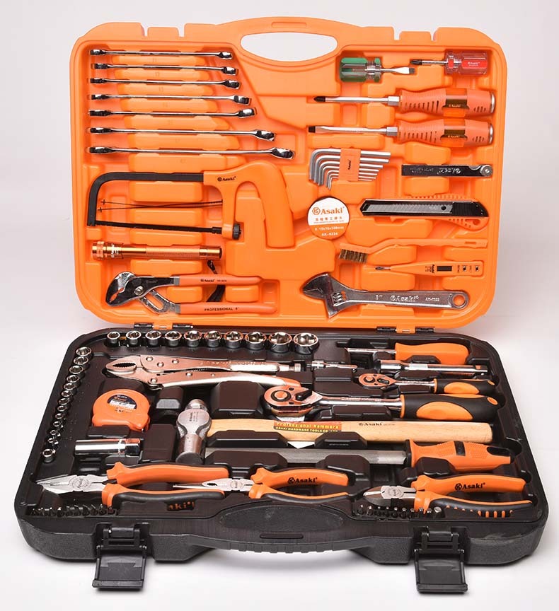 Asaki 86pcs Machine Auto Repair Tools Set Multi-function Repairing Mechanic Hand Tool Socket Ratchet Adjustable Wrench Hammers