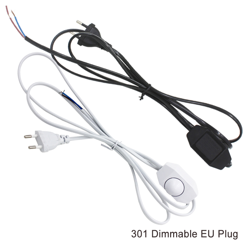 Cable de línea 303/304/317/301, cable de alimentación atenuador/interruptor de doble botón, Cable de enchufe europeo para bombilla LED/luminaria de escritorio de EE. UU.