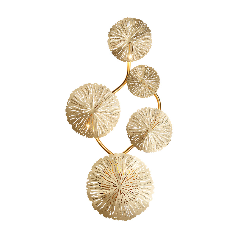 Unique design Milan style stainless steel brass modern lamp sconce Lotus leaf wall lamp