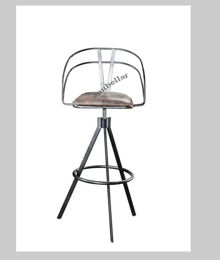 foshan furniture hot selling bar chair genuine leather high chairs for counter bar table tufted backrest home kitchen bar chair