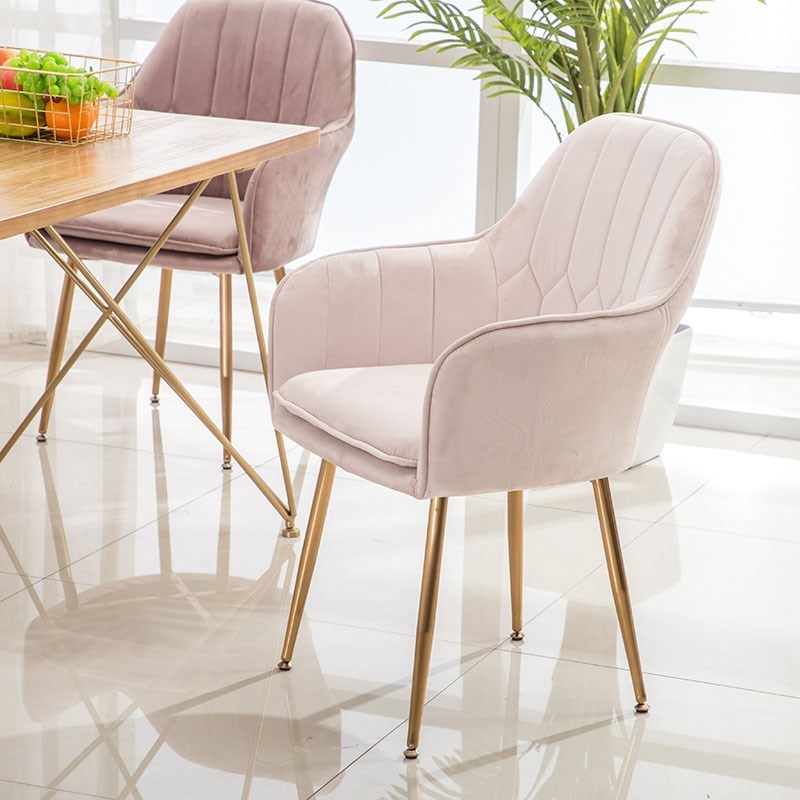 Upholstered Velvet Armchair Fabric Living Dining Room High Back Gold Armrest Chairs