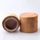 Wholesale 30ml 50ml natural bamboo cream jar with bamboo lid and glass container