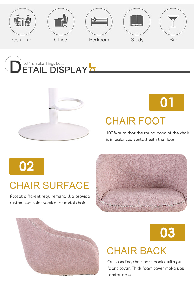 Fabric Upholstery Swivel Bar Stool Adjustable High Chair Modern Design Bar Stool With Backrest
