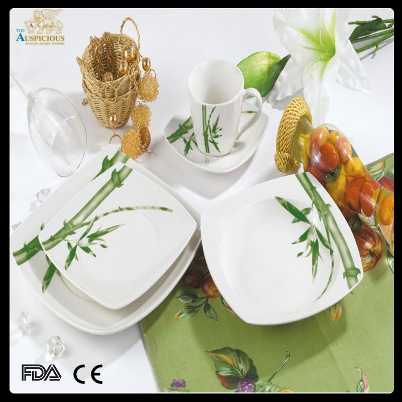 20pcs decal square high quality new bone china and porcelain dinner set