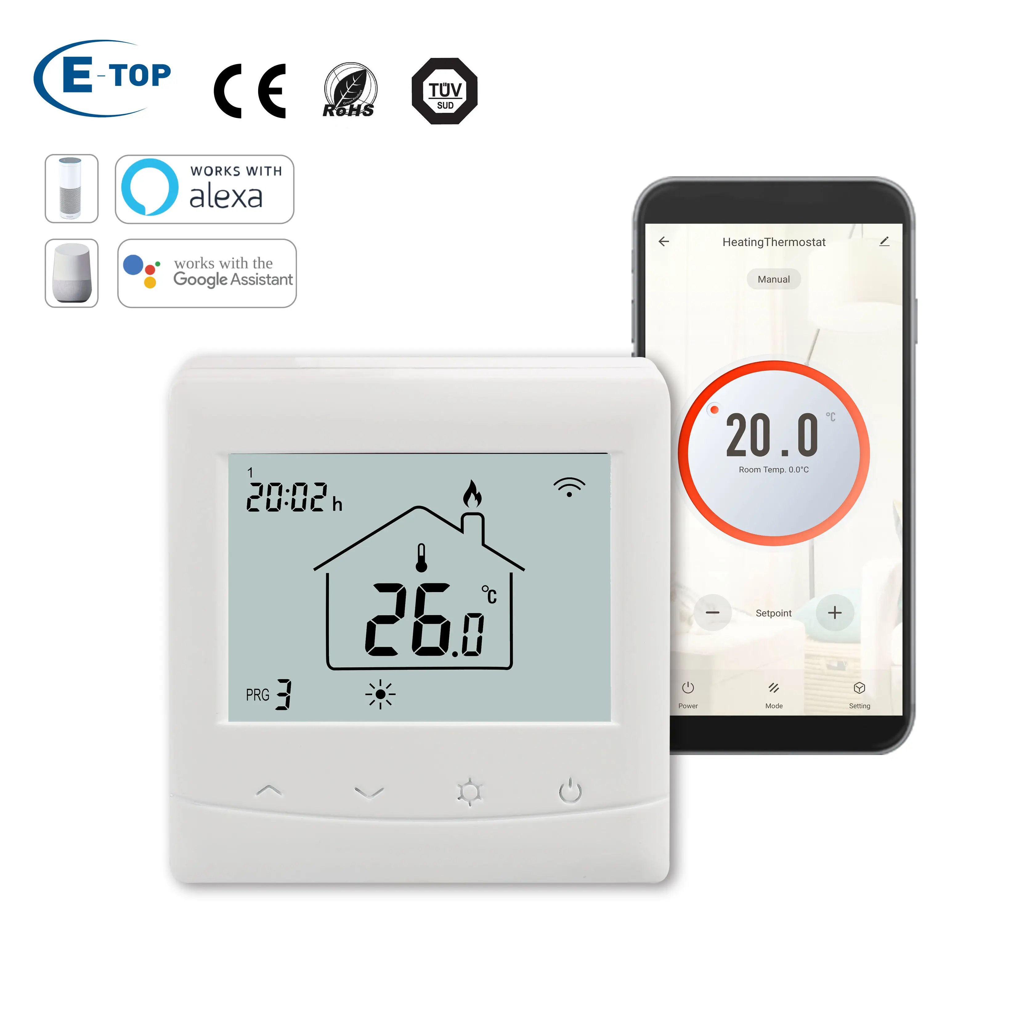 Programmable Smart WIFI Thermostat compatible with Alexa and Google home control Tuya APP