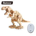 Educational diy toy RC and sound control and light control robotic walking dinosaur animals 3D wooden puzzle