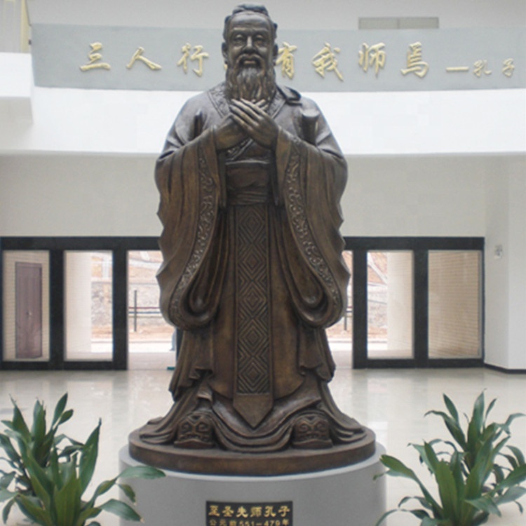 中国古董・ブロンズ「古将軍銅像」精美彫刻 中国古代の有名な真鍮の男像ブロンズ孔子彫刻磨かれた金属技術