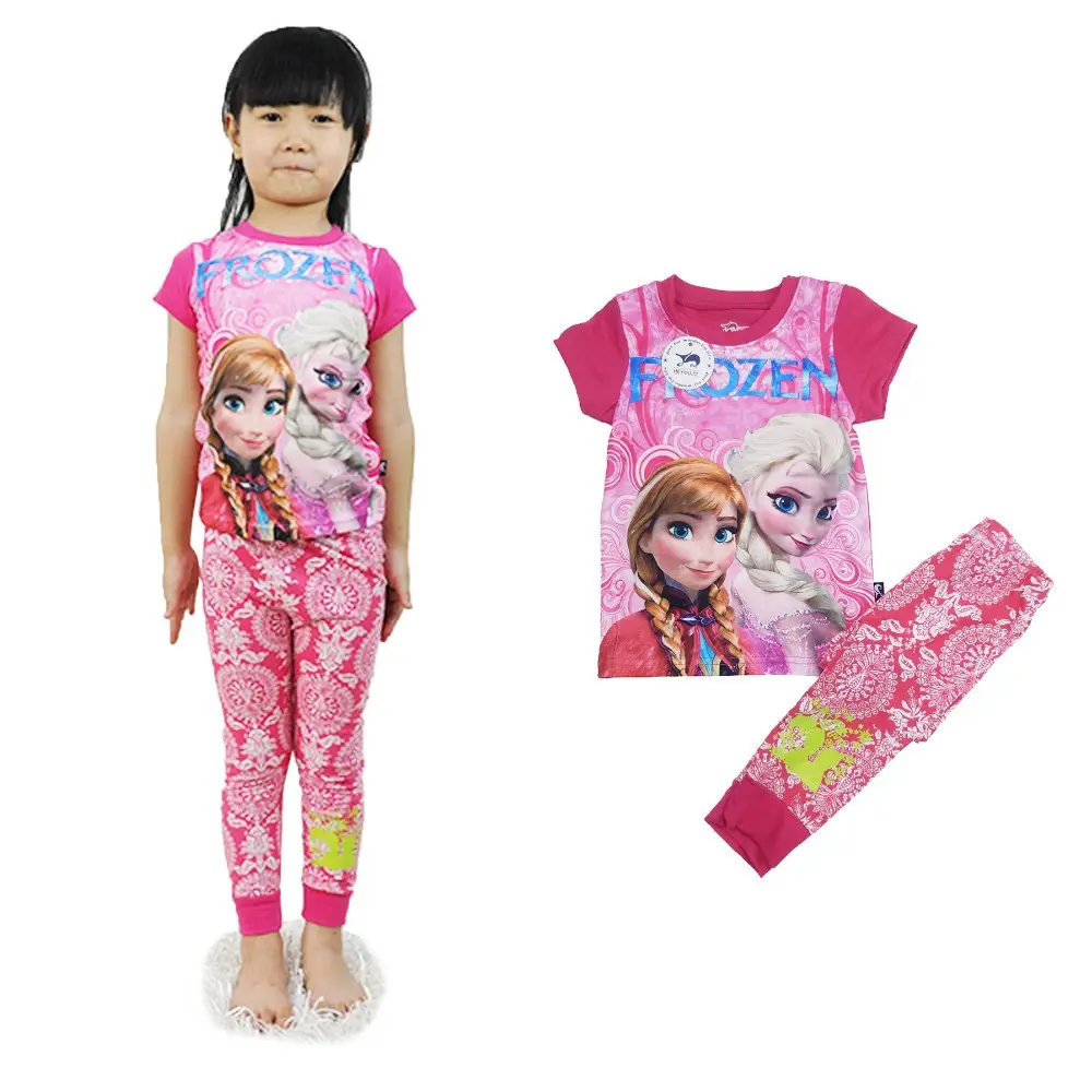 New design Guangzhou kids clothes cotton frozen girl pyjamas