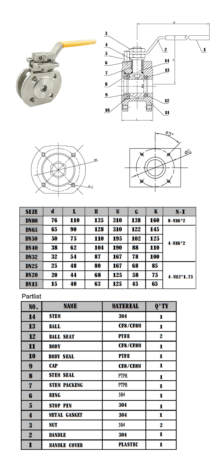 ball valve dn50 pn16 flanged 8 inch wafer ss flanged type ball valve