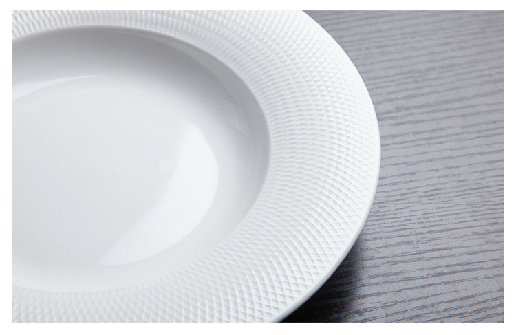 22cm 23.3cm White Deep Ceramic Soup plate For Restaurant