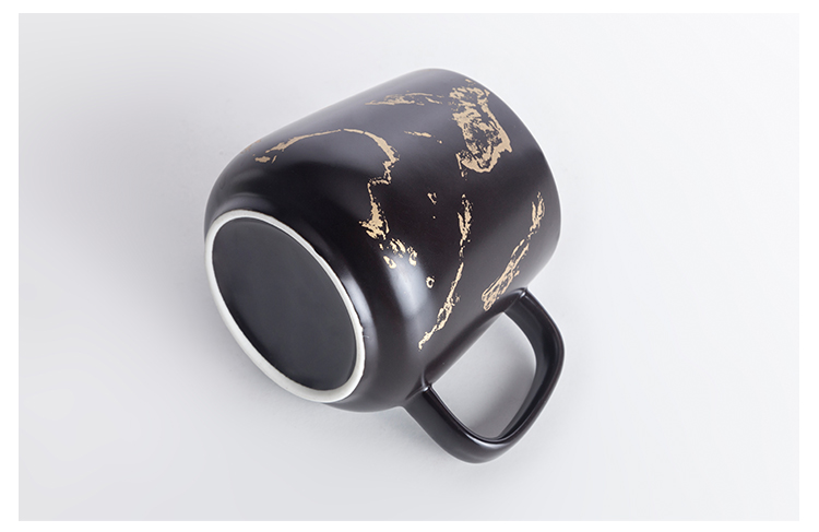 Custom Logo Print Eco-Friendly Porcelain Matte White Marble Gold Mug