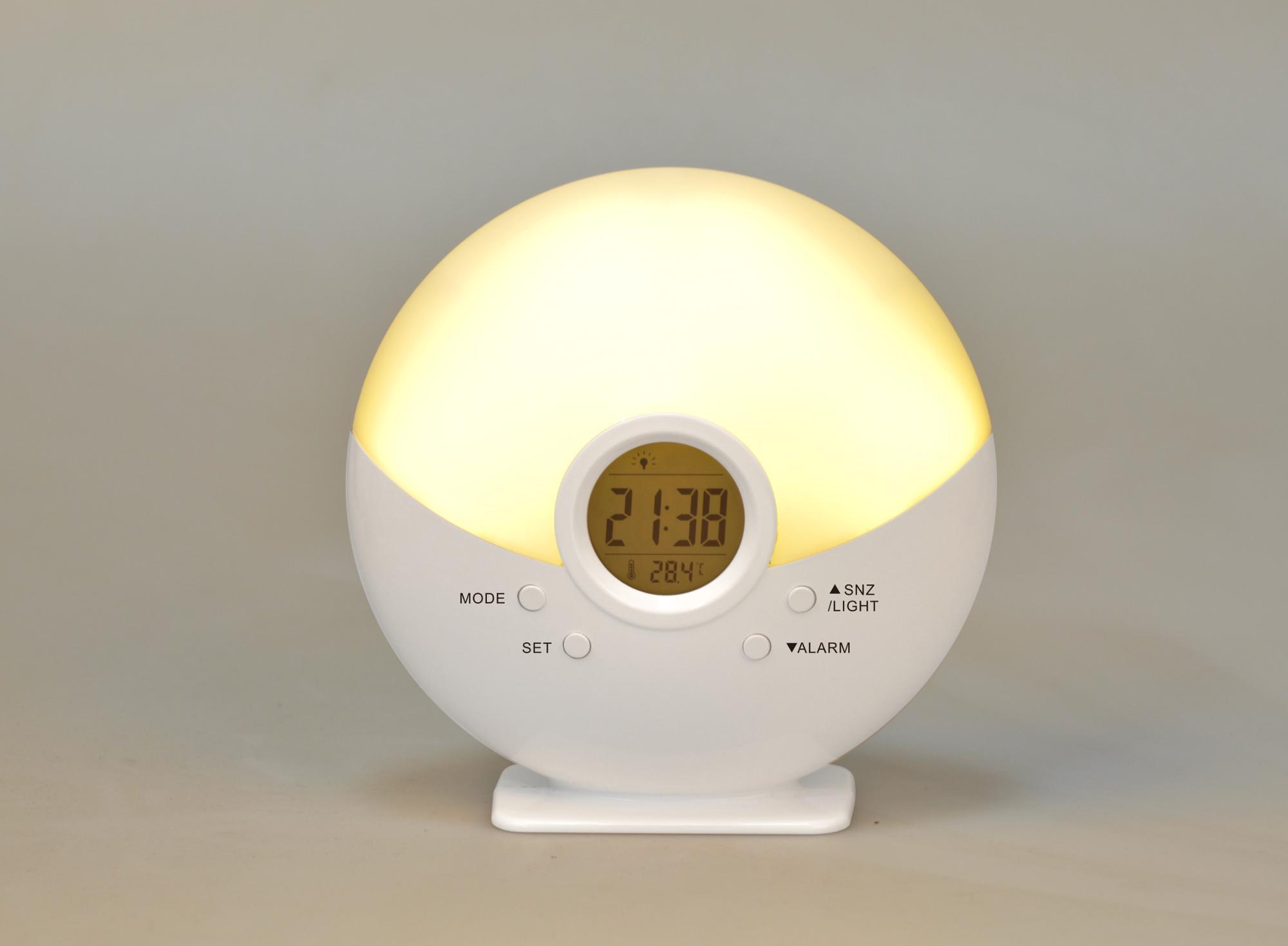 Amazon Hot Bedroom Wake Up Light Alarm Clock,Sunrise Alarm Clock,FM Radio Alarm Clock 7 Color Changing LED Light