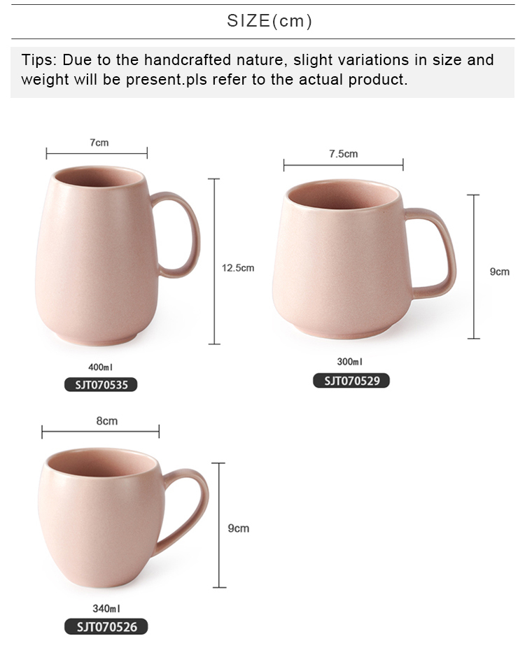 Bulk Ceramic Coffee Cup Custom Matte Glaze Pink Ceramic Mug