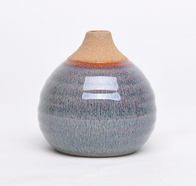 Candy color round shape narrow mouthed home hotel decoration luxury flower ceramic vase