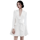 MZ19615 Best Quality Professional Ladies White Sexy Ruffle Women Formal Dresses Lady Elegant Dress Office Wear
