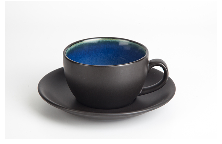 Matte Blue Coffee Cup Set 280Ml Coffee Cup And Saucer