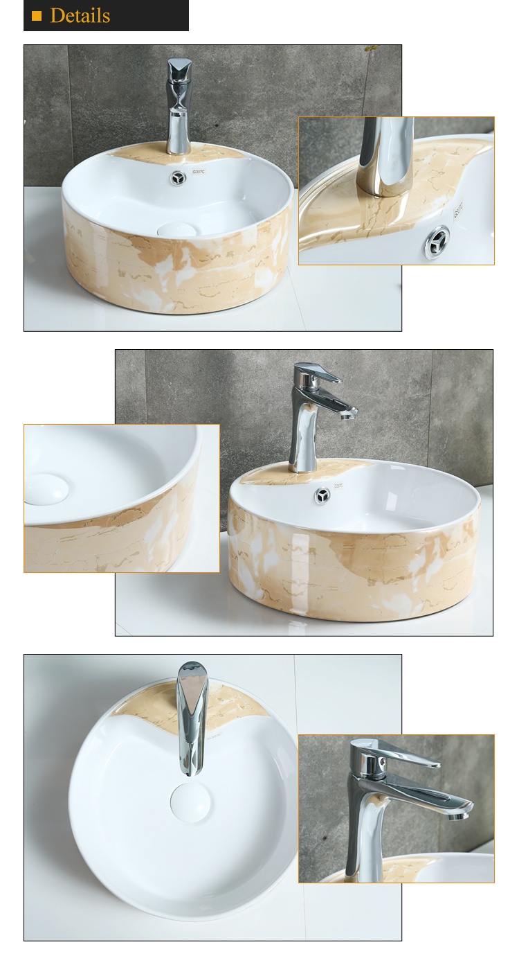 Modern design decorate single hole colorful smooth bathroom round art ceramic basin small wash hand bath sink