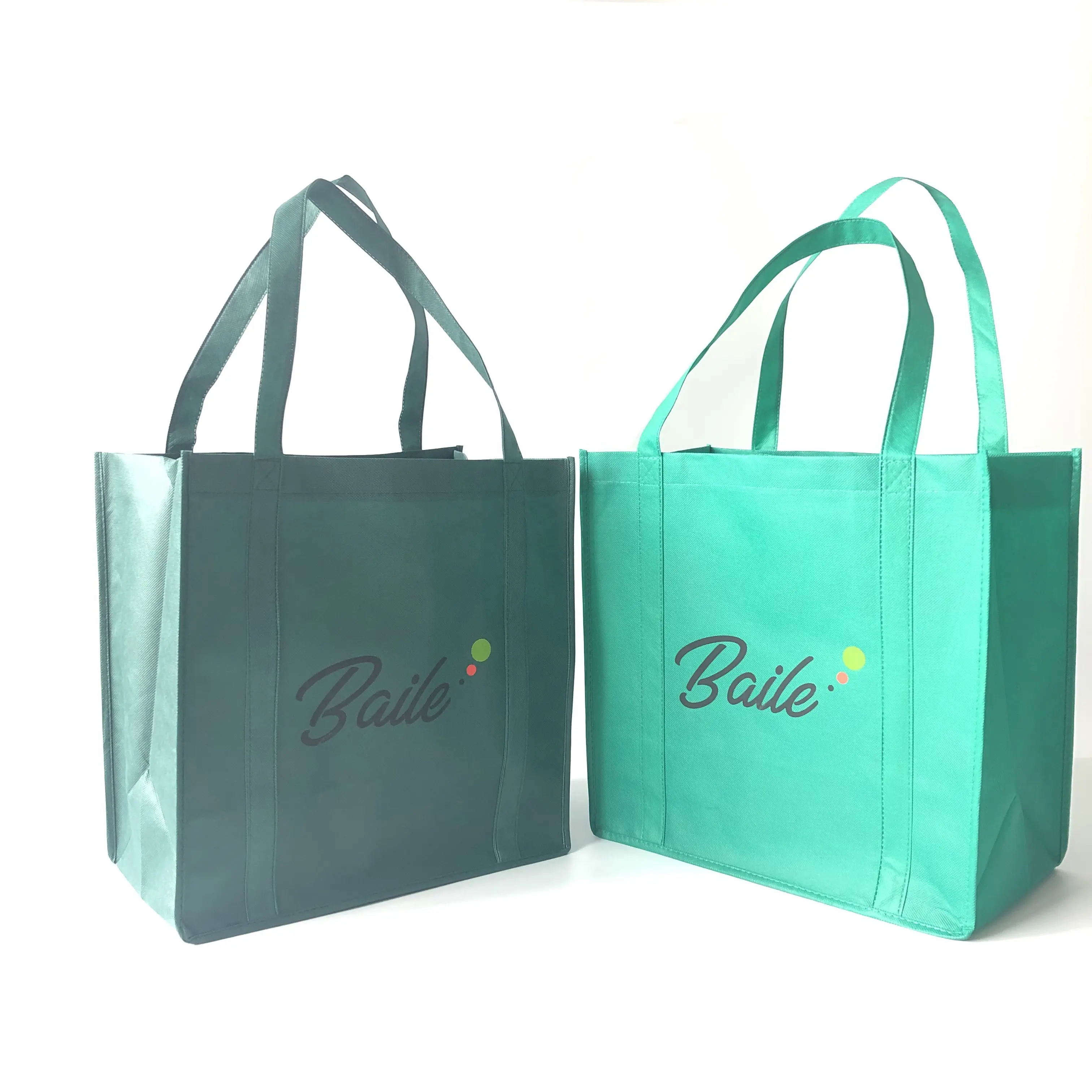 Eco Custom Logo Printed Reusable Extra-Wide Non Woven Fabric Carry Bag Grocery Shopping Bags